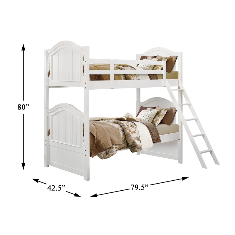 Lexicon Traditional Wood and MDF Board Twin/Twin Bunk Bed in White