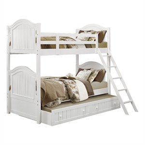 Lexicon Traditional Wood MDF Board Twin/Twin Bunk Bed with Twin Trundle in White