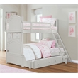 Lexicon Clementine Rubberwood Twin/Full Bunk Bed with Twin Trundle in White