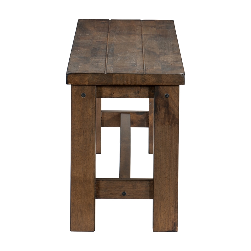 Lexicon Transitional Solid Wood Dining Room Bench in Burnished Brown