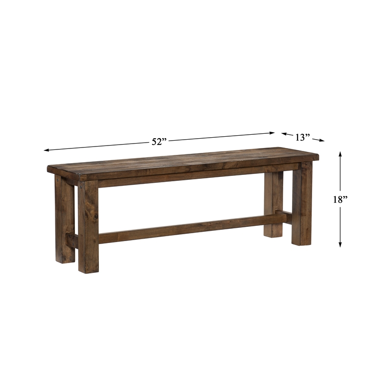 Lexicon Transitional Solid Wood Dining Room Bench in Burnished Brown