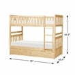 Lexicon Bartly Pine Wood Twin/Twin Bunk Bed with Storage Boxes in Natural Pine