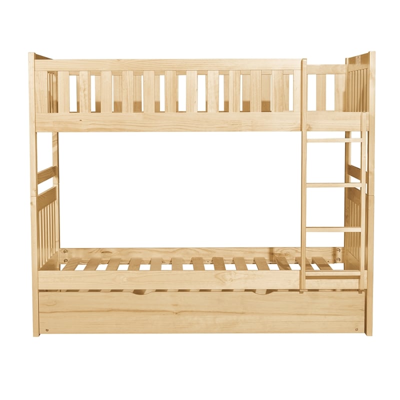 Lexicon Bartly Pine Wood Twin/Twin Bunk Bed with Twin Trundle in Natural Pine