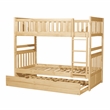 Lexicon Bartly Pine Wood Twin/Twin Bunk Bed with Twin Trundle in Natural Pine