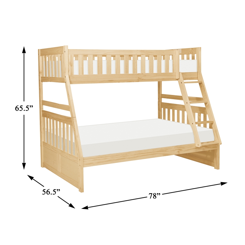 Lexicon Contemporary Wood and MDF Board Twin/Full Bunk Bed in Natural Pine
