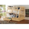 Lexicon Bartly Pine Wood Twin/Full Bunk Bed with Storage Boxes in Natural Pine