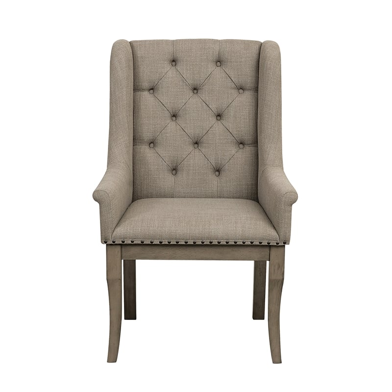 Lexicon Traditional Wood Dining Room Arm Chair in Gray Cashmere (Set of 2)