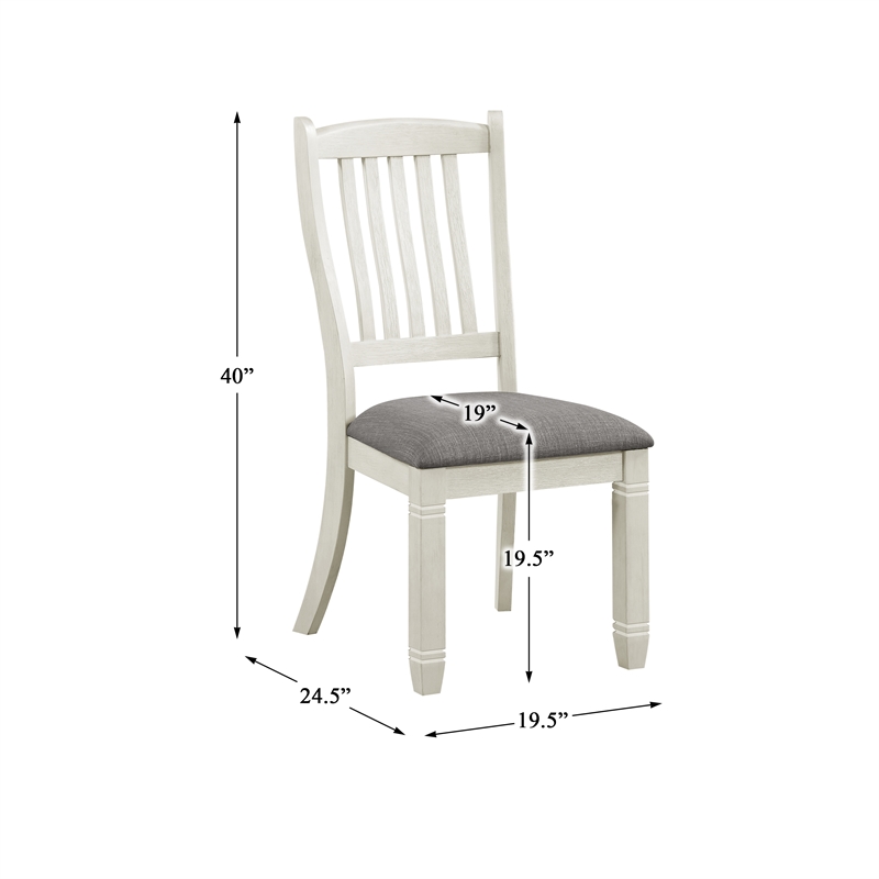 Lexicon Granby Pine Wood Dining Room Side Chair in Antique White (Set of 2)