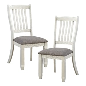 Lexicon Granby Pine Wood Dining Room Side Chair in Antique White (Set of 2)