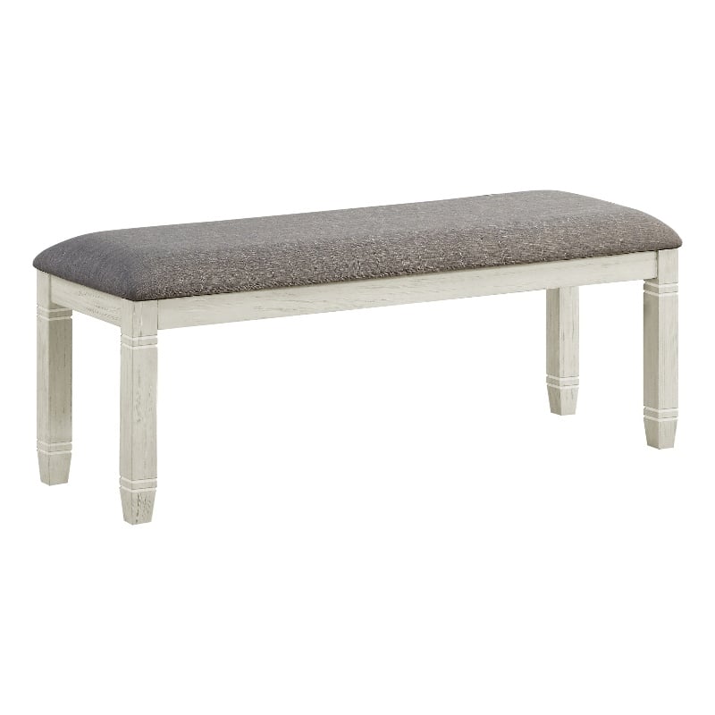 Lexicon Granby Pine Wood Dining Room Bench in Antique White Finish