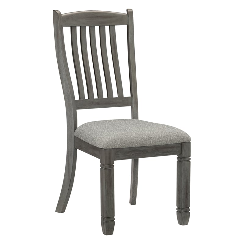 Lexicon Granby Pine Wood Dining Room Side Chair in Antique Gray (Set of 2)