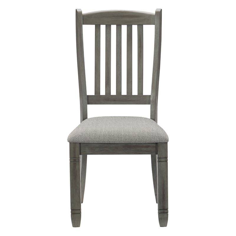 Lexicon Granby Pine Wood Dining Room Side Chair in Antique Gray (Set of 2)