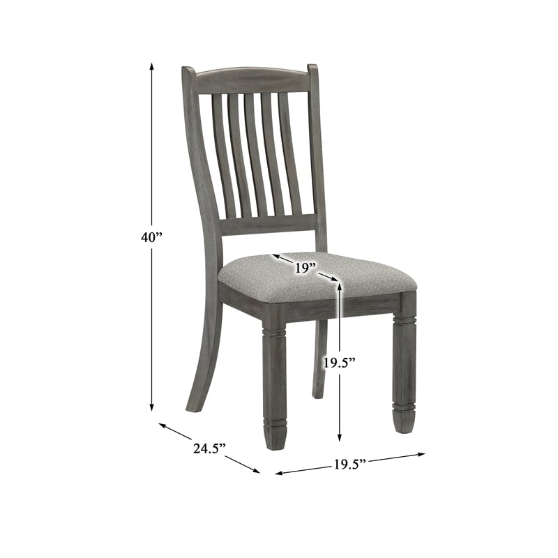Lexicon Granby Pine Wood Dining Room Side Chair in Antique Gray (Set of 2)
