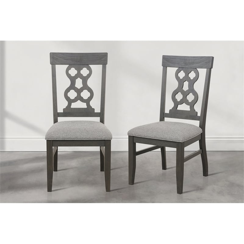 Lexicon Granby Pine Wood Dining Room Side Chair in Antique Gray (Set of 2)