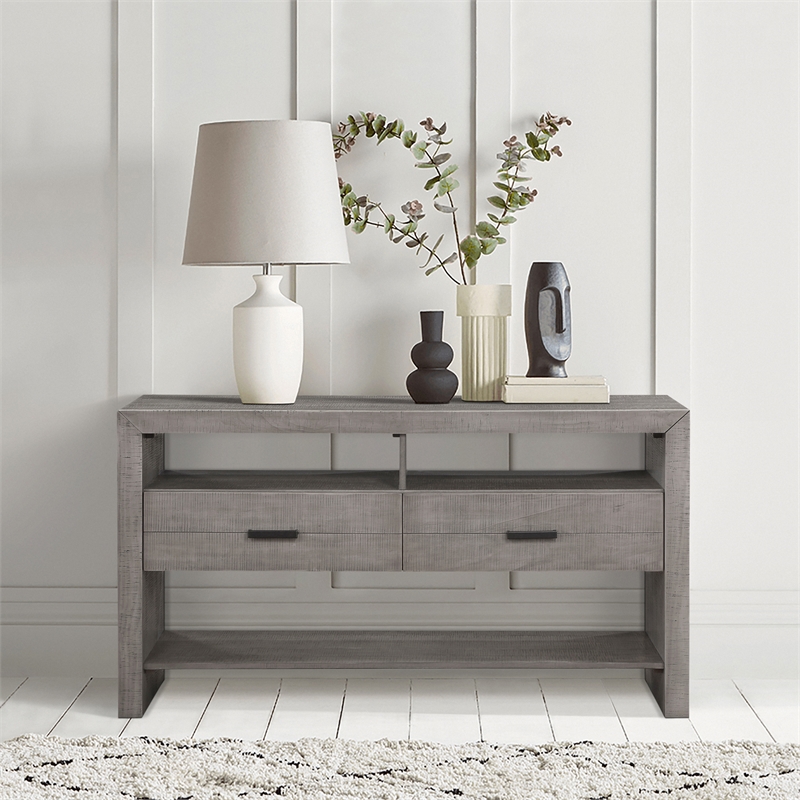 Lexicon Traditional Wood and MDF Board Dining Room Server in Gray
