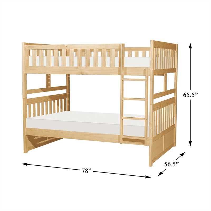 Lexicon Contemporary Wood and MDF Board Full/Full Bunk Bed in Natural Pine