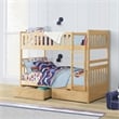 Lexicon Bartly Pine Wood Full/Full Bunk Bed with Storage Boxes in Natural Pine