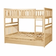 Lexicon Bartly Pine Wood Full/Full Bunk Bed with Twin Trundle in Natural Pine