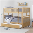 Lexicon Bartly Pine Wood Full/Full Bunk Bed with Twin Trundle in Natural Pine