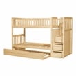 Lexicon Bartly Pine Twin Step Bunk Bed with Trundle in Natural Pine