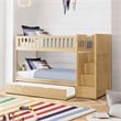 Lexicon Bartly Pine Twin Step Bunk Bed with Trundle in Natural Pine