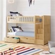 Lexicon Bartly Pine Twin/Twin Step Bunk Bed with Storage Boxes in Natural Pine