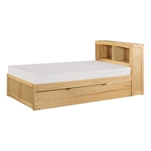 Lexicon Contemporary Wood Twin Bookcase Bed with Twin Trundle in Natural Pine