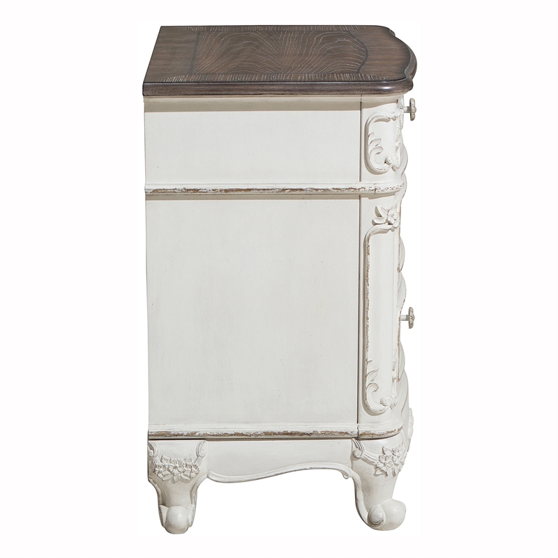 Lexicon Cinderella Wood and MDF Board Night Stand in Antique White/Gray
