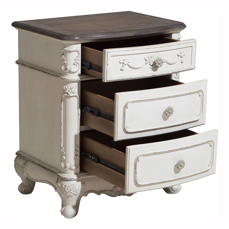 Lexicon Cinderella Wood and MDF Board Night Stand in Antique White/Gray