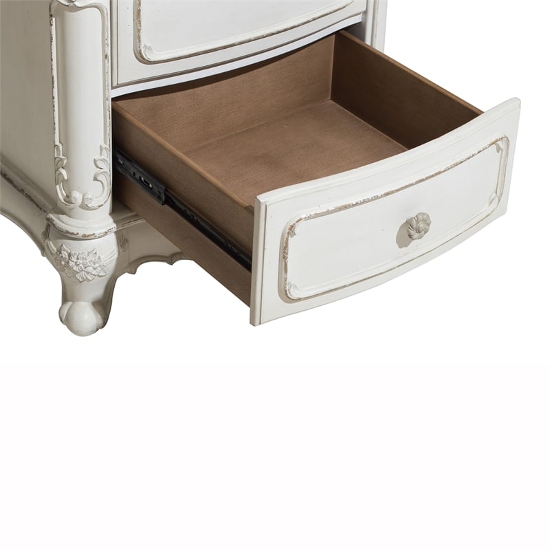 Lexicon Cinderella Wood and MDF Board Night Stand in Antique White/Gray
