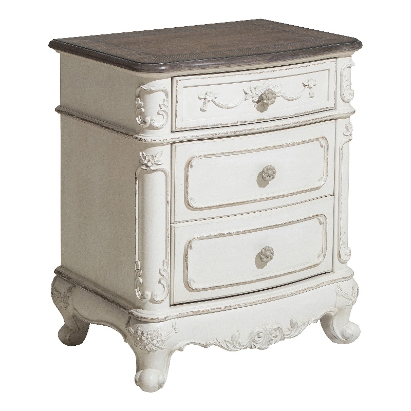 Lexicon Cinderella Wood and MDF Board Night Stand in Antique White/Gray