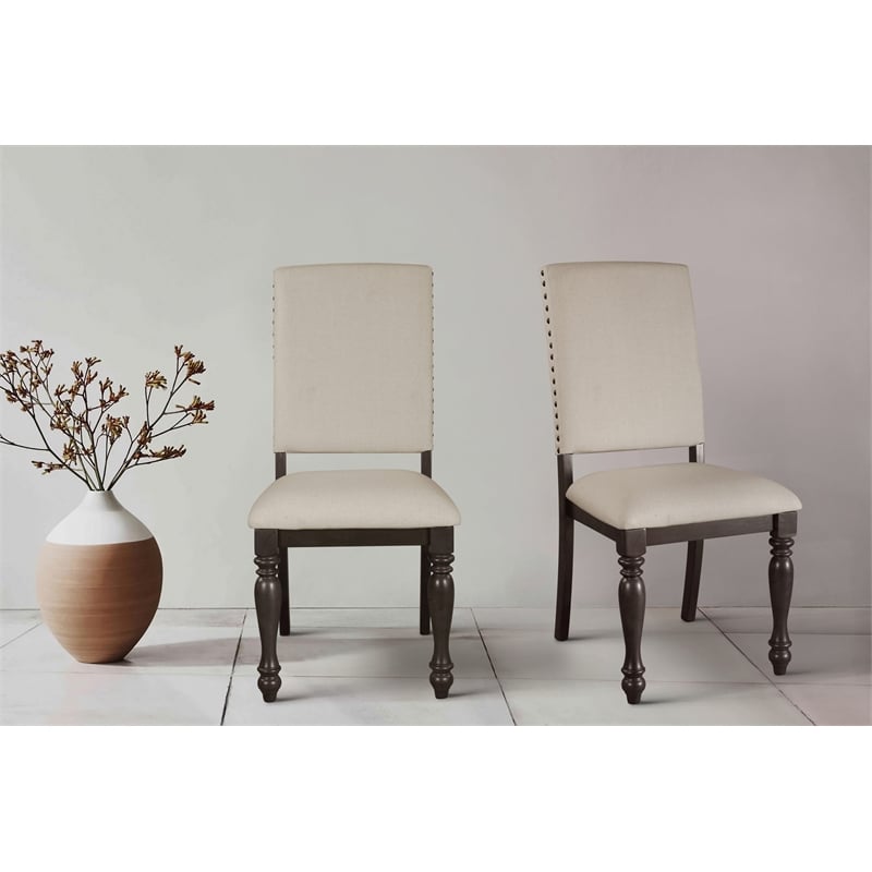 Lexicon Transitional Wood Dining Room Side Chair in Grayish Brown (Set of 2)