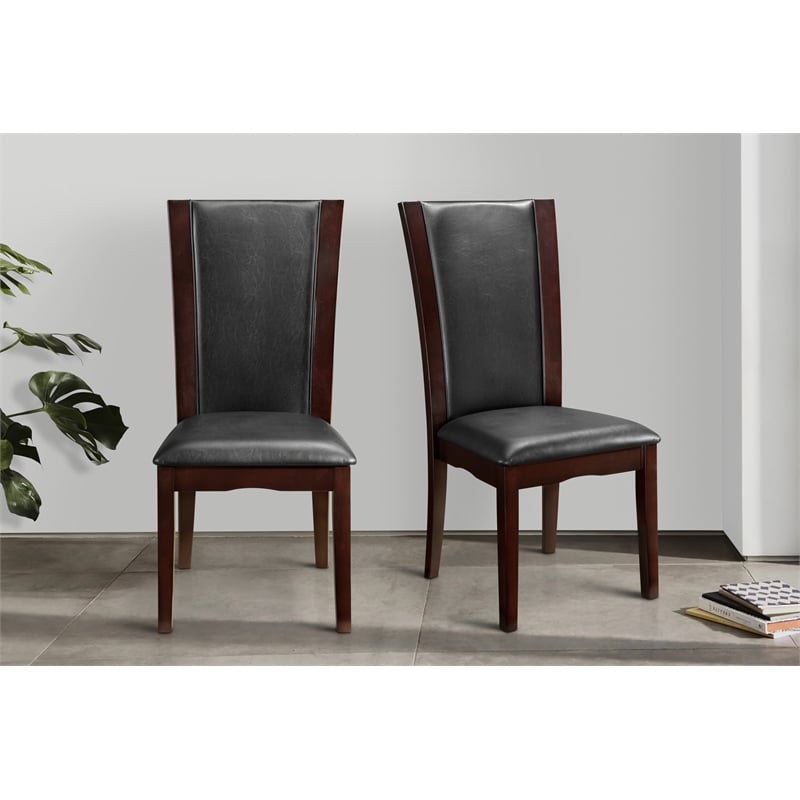 Lexicon Wood and Faux Leather Dining Room Side Chair in Espresso (Set of 2)