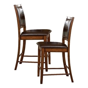 Lexicon Wood Counter Height Dining Room Chairs in Wire Brushed Amber (Set of 2)