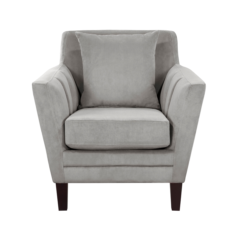 Lexicon Adore Solid Wood and Velvet Upholstered Accent Chair in Gray