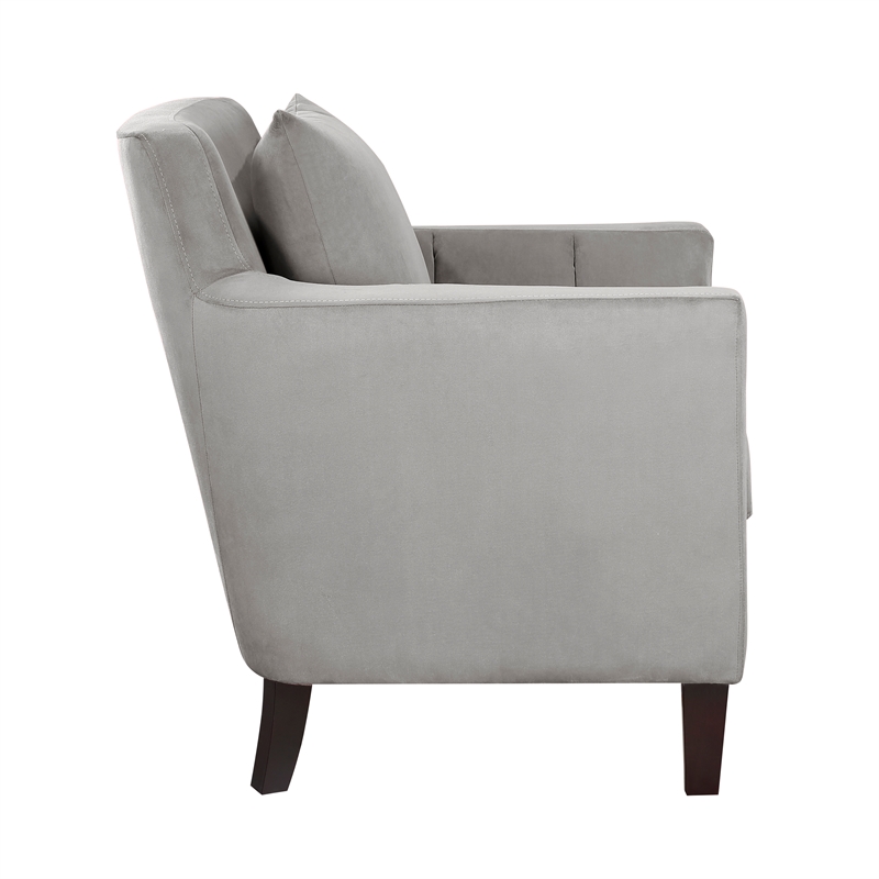 Lexicon Adore Solid Wood and Velvet Upholstered Accent Chair in Gray