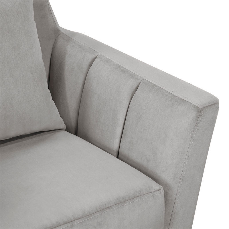 Lexicon Adore Solid Wood and Velvet Upholstered Accent Chair in Gray