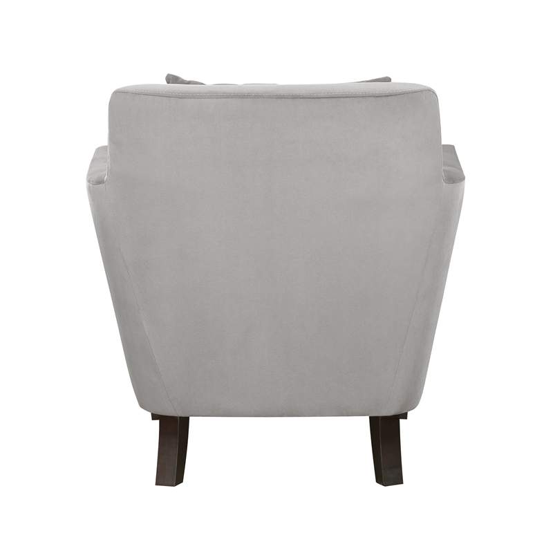 Lexicon Adore Solid Wood and Velvet Upholstered Accent Chair in Gray