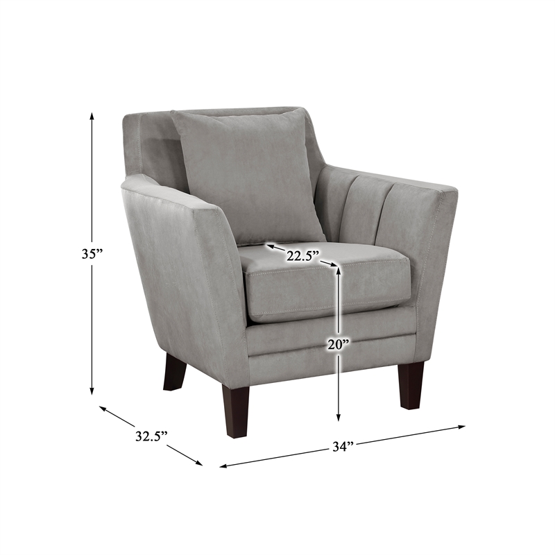 Lexicon Adore Solid Wood and Velvet Upholstered Accent Chair in Gray