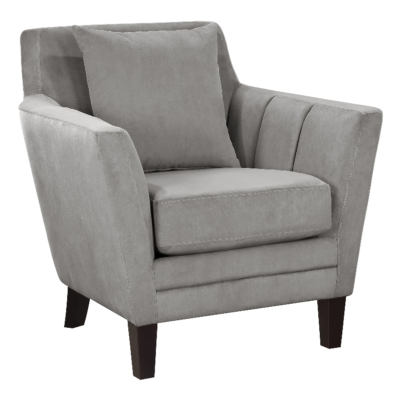 Lexicon Adore Solid Wood and Velvet Upholstered Accent Chair in Gray