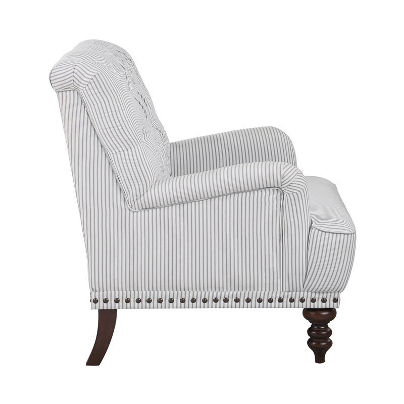 Lexicon Holland Park Fabric Upholstered Accent Chair in Gray Striped Pattern
