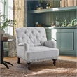 Lexicon Holland Park Fabric Upholstered Accent Chair in Gray Striped Pattern