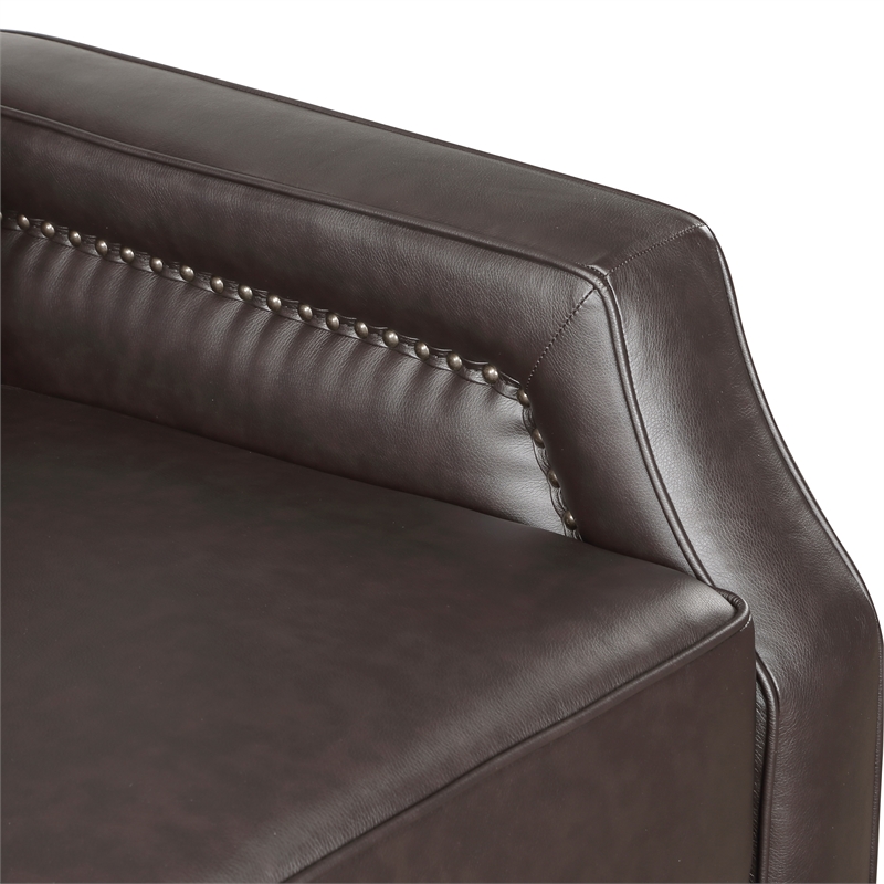 Lexicon Berenson Faux Leather Upholstered Push Back Recliner in Dark Brown Color