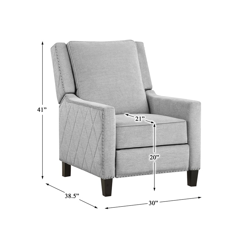 Lexicon Banks Fabric Upholstered Push Back Recliner in Gray Color