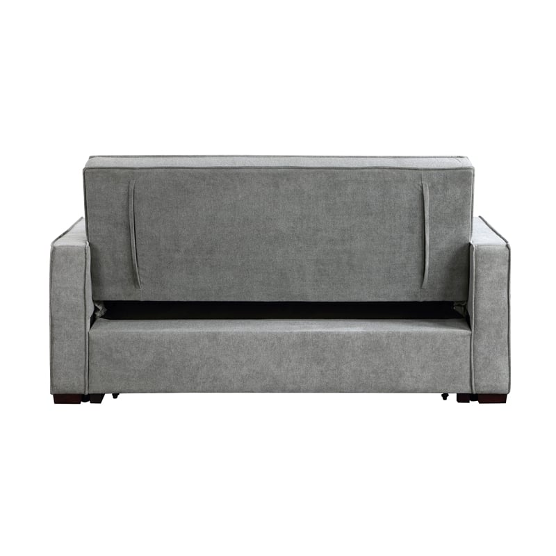 Lexicon Alta Fabric Upholstered Convertible Sofa with Pull Out Bed in Gray Color