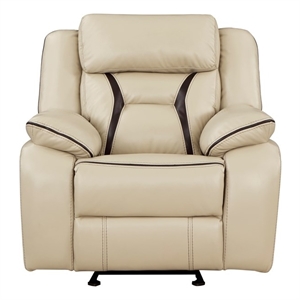 lexicon amite faux leather upholstered glider reclining chair in beige