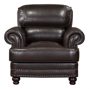 Lexicon Milford Breathable Faux Leather Upholstered Chair in Brown