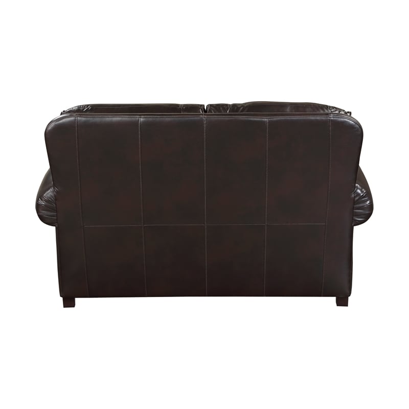Lexicon Milford Breathable Faux Leather Upholstered Loveseat in Brown