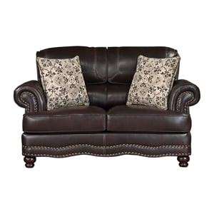 Lexicon Milford Breathable Faux Leather Upholstered Loveseat in Brown