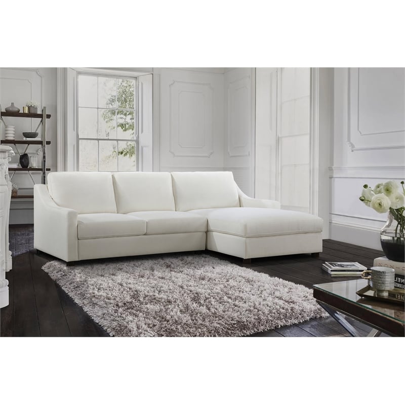 Lexicon Zayden 2-Piece Plywood and Fabric Sectional with Right Chaise in Ivory